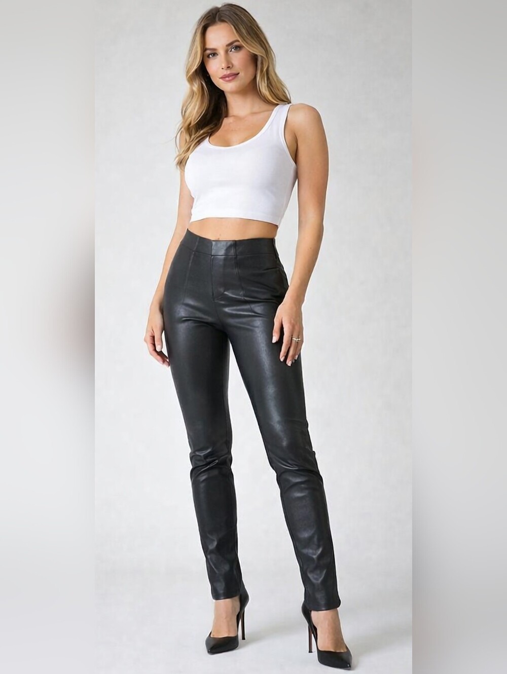 Kenneth Cole Women's Black Genuine Lamb Leather Moto/Biker Pants 6/Small
